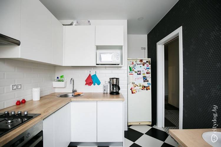 Дизайн черно-белой кухни в скандинавском стиле