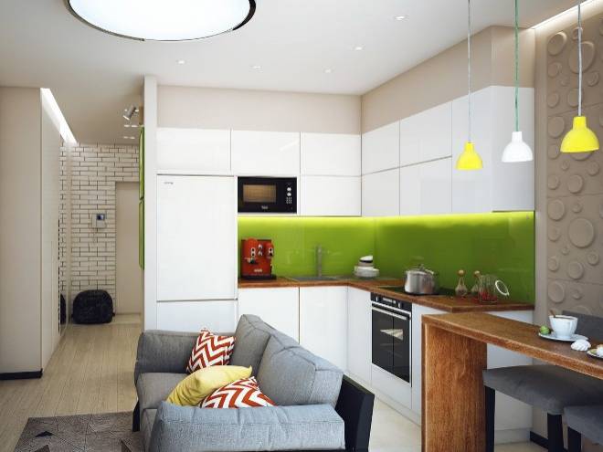 Дизайн кухни гостиной небольшой площади: 76 фото дизайна