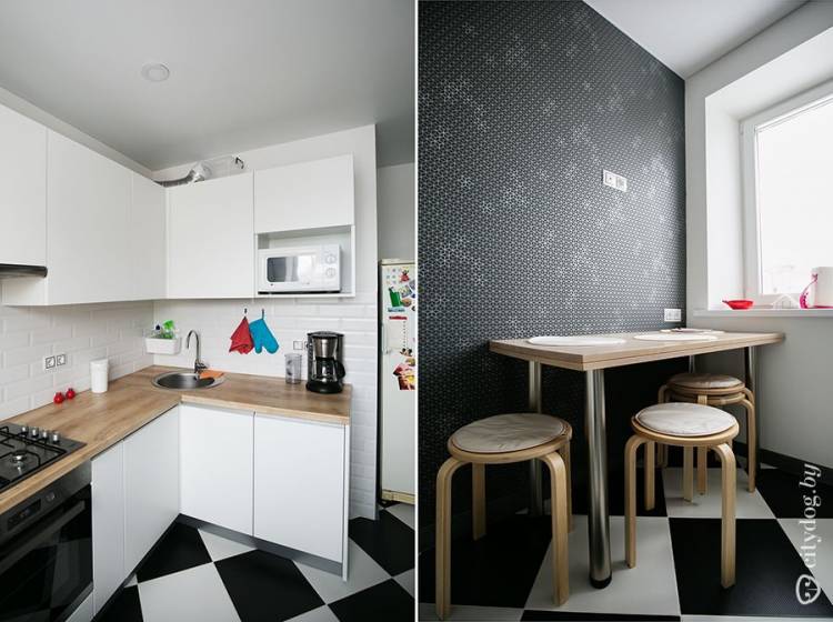 Дизайн черно-белой кухни в скандинавском стиле