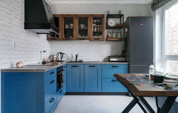 Кухни лофт сини