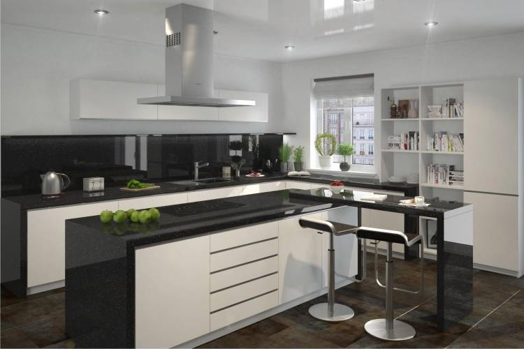 Столешница черная с блестками для кухни: 60 фото дизайна