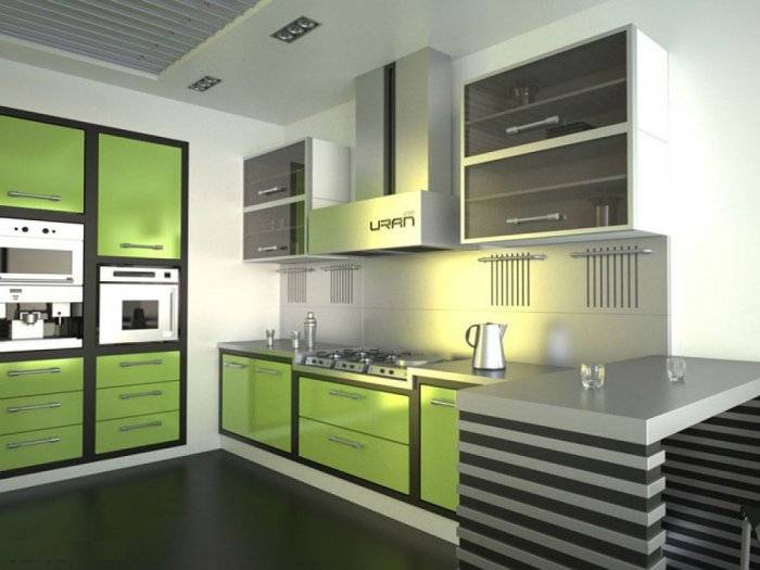 Кухня серо зеленого цвет