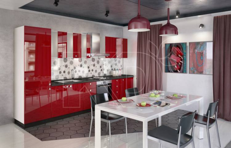 Кухни в бело-красном стиле