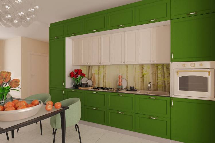 Кухонный гарнитур сочные зеленые оттенки на заказ от производителя