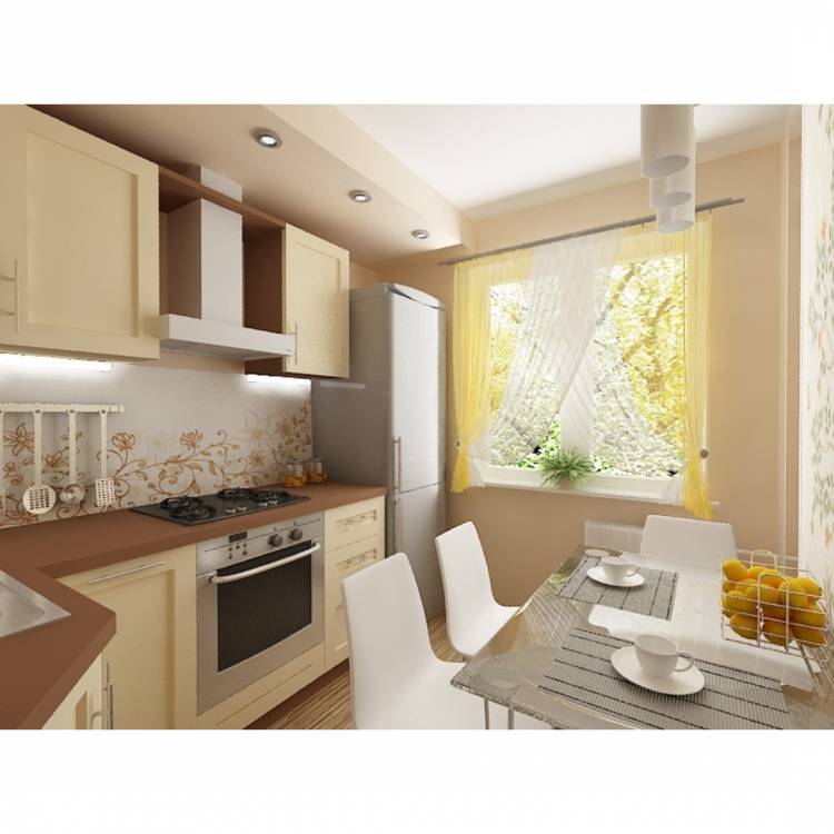 Интерьер кухни. Дизайн-проект панельной трехкомнатной квартиры в стиле неоклассика.