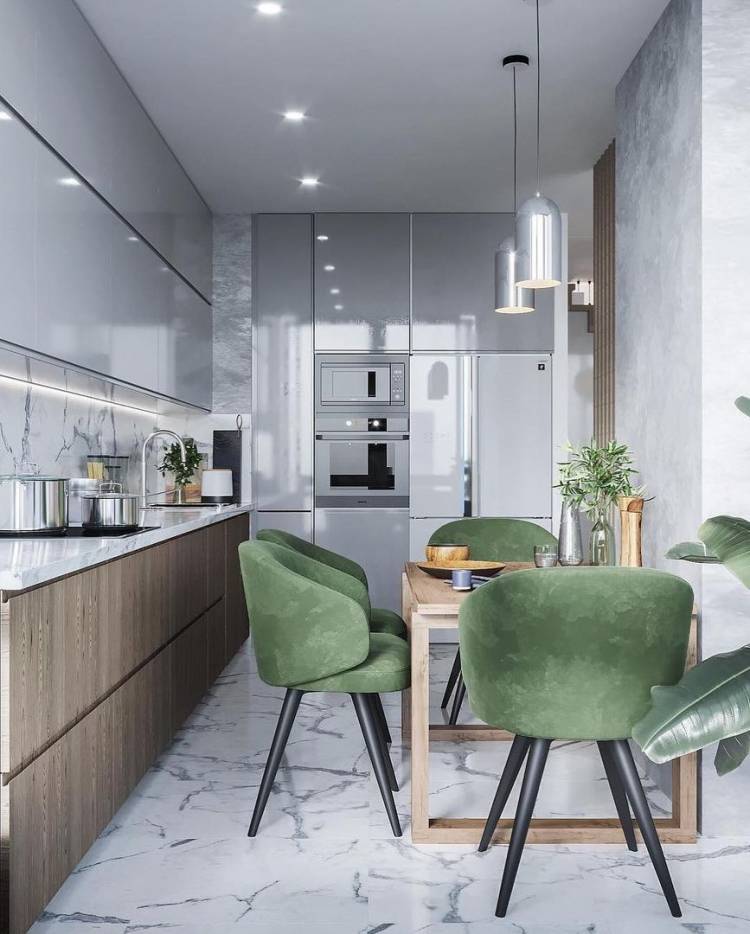 Сочетание серого и зеленого в интерьере кухни: 90+ идей дизайна