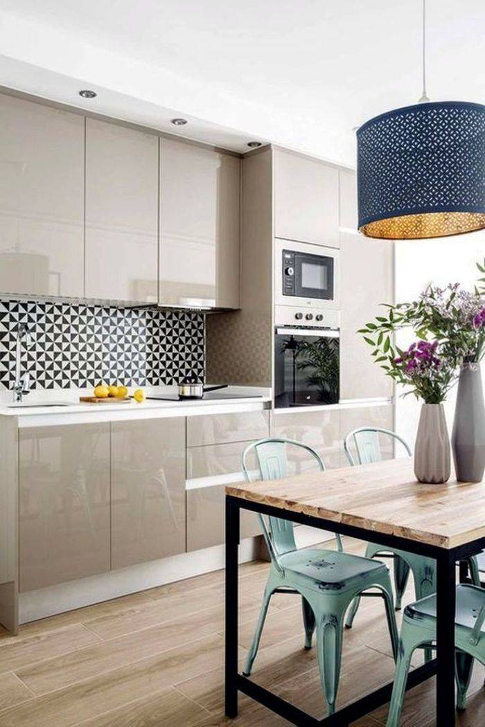 Бежевая глянцевая кухня в современном стиле: 65+ идей дизайна