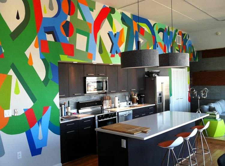 Граффити на кухне: 77+ идей стильного дизайна