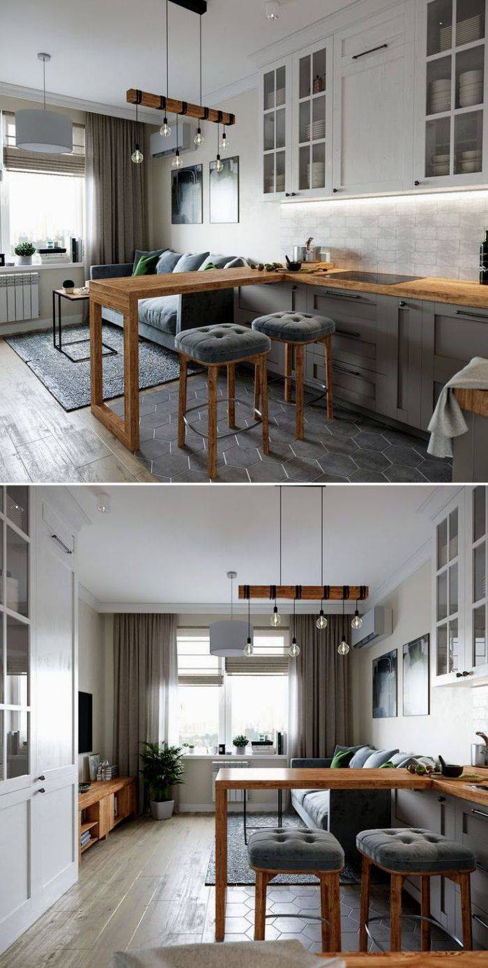Дизайн кухни ванной и зала квартиры: 63 фото дизайна