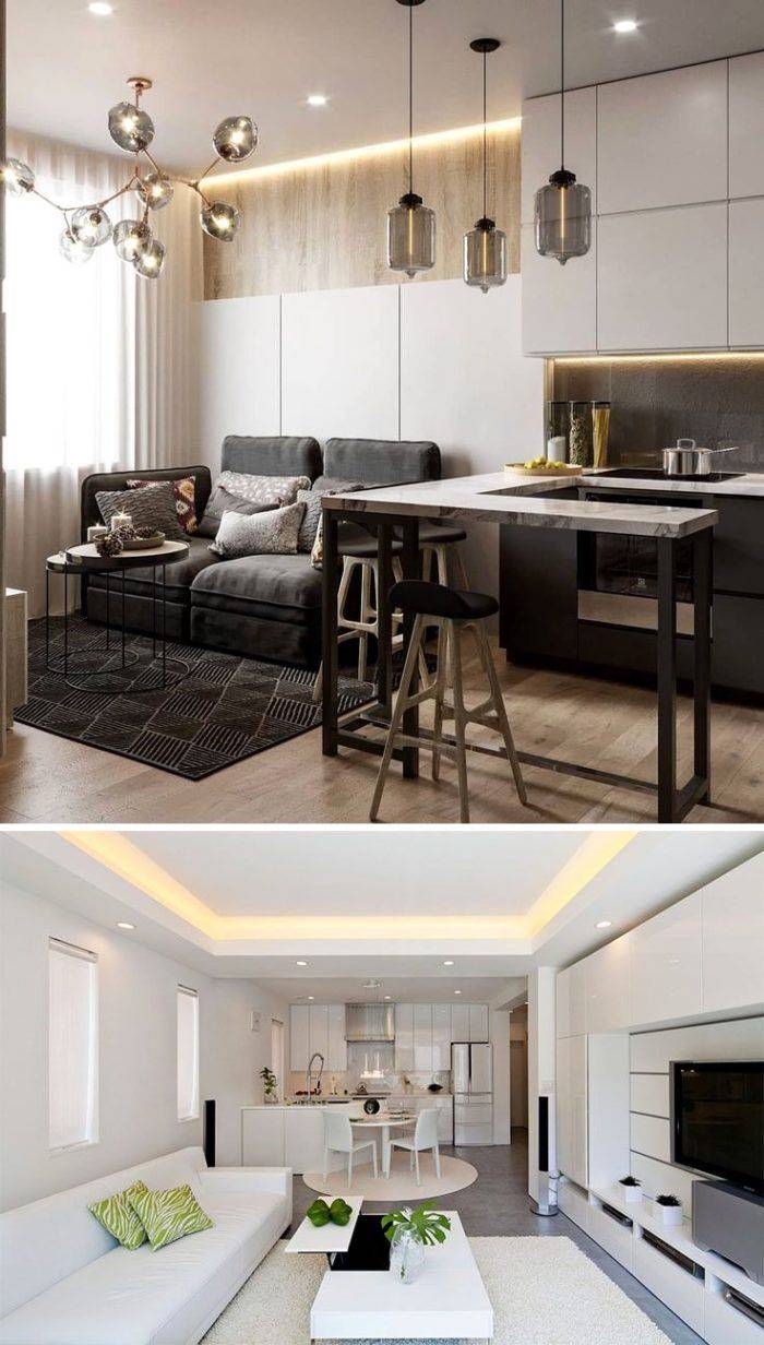 Дизайн кухни с залом вместе в современном стиле: 76+ идей дизайна
