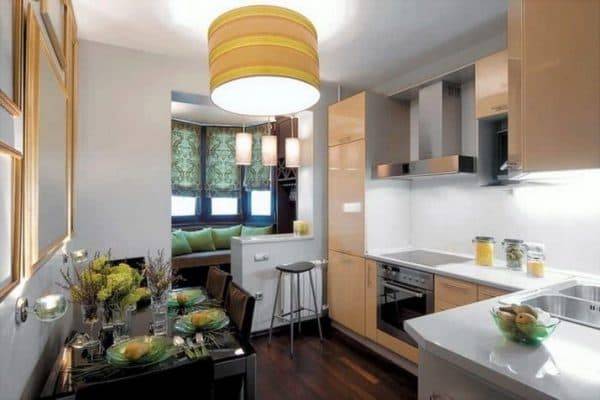 Дизайн маленькой кухни без холодильника окно слева: 60 фото дизайна
