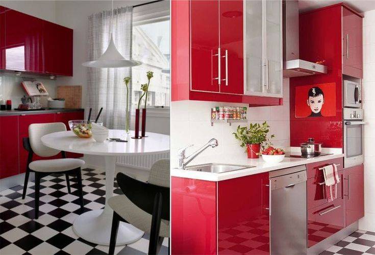 Красная кухня в интерьере с какими обоями: 60+ идей дизайна