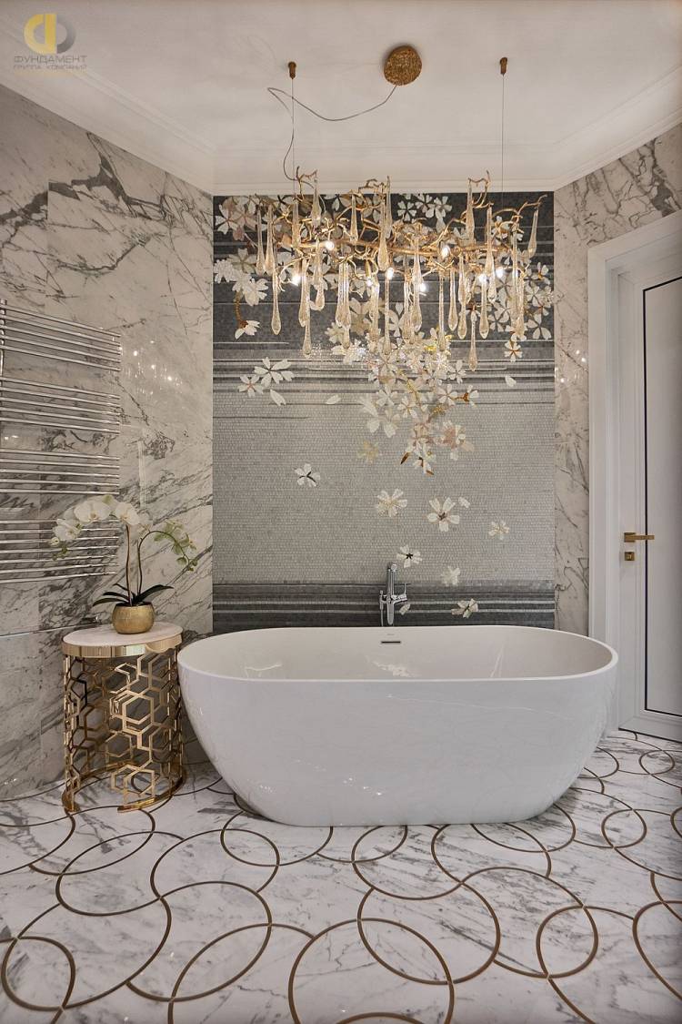Дизайн интерьера ванной в стиле арт-дек