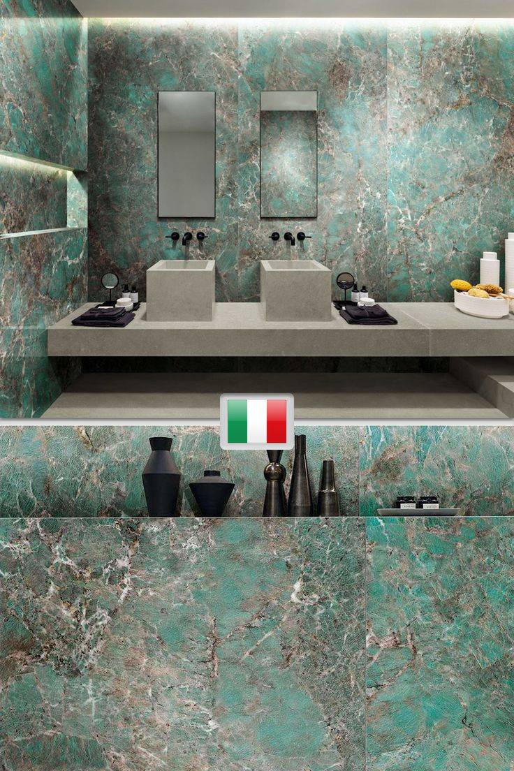 Настенный керамогранит для ванной под камень, зеленый мрамор, Италия