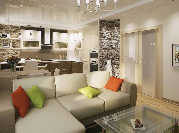Готовый дизайн проект трехкомнатной квартиры с кухней гостиной