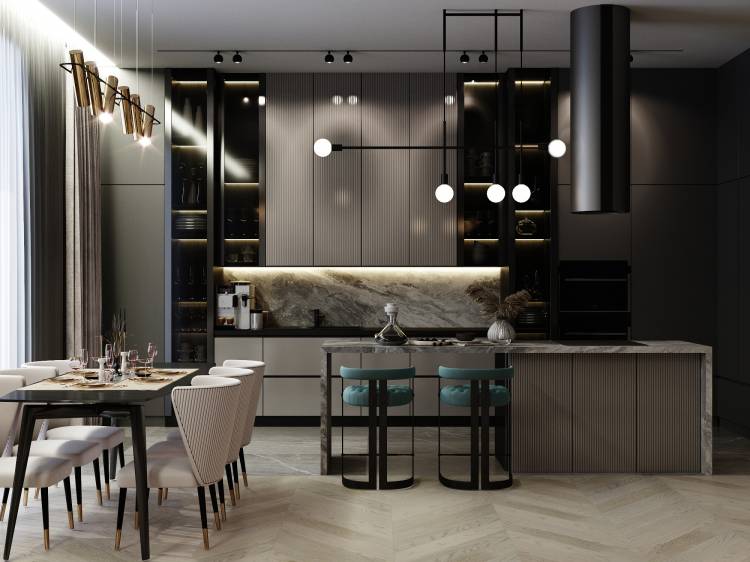 Гостиная в современном стиле в доме с кухней: 77+ идей дизайна