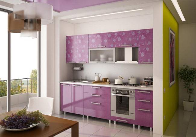 Фиолетовая кухня в интерьер