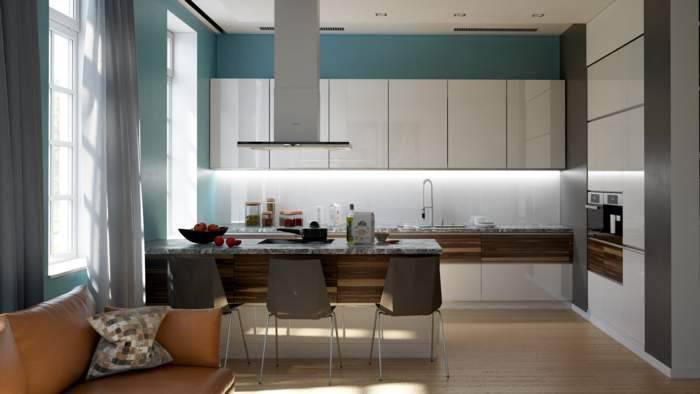 Дизайн кухни-гостиной в стиле минимализм