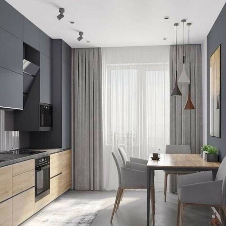 Кухня в спокойных серых тонах небольшого метража #design #interior #russia #room #livingroom #idea #designinterior