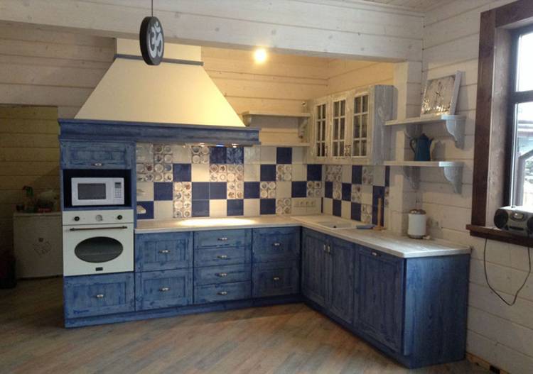 Кухня в синем цвет