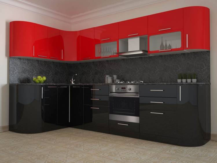Кухня красный верх черный ни