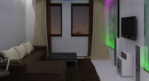 Дизайн двухкомнатной квартиры в панельном доме с стиле минимализм