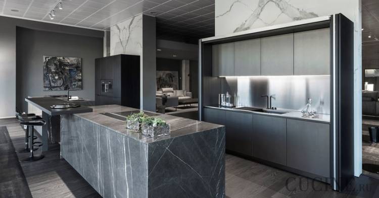 Интерьер современных кухонь серого цвета на фот