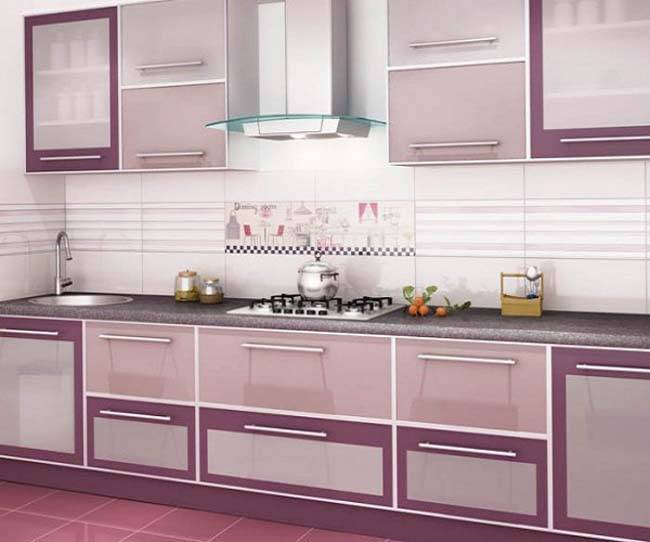 Дизайн розовой кухни в интерьер