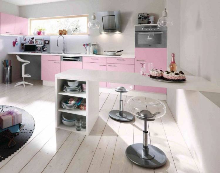 Кухня в серо розовом цвет