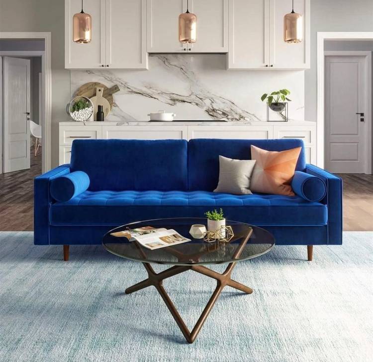 Синий диван на кух