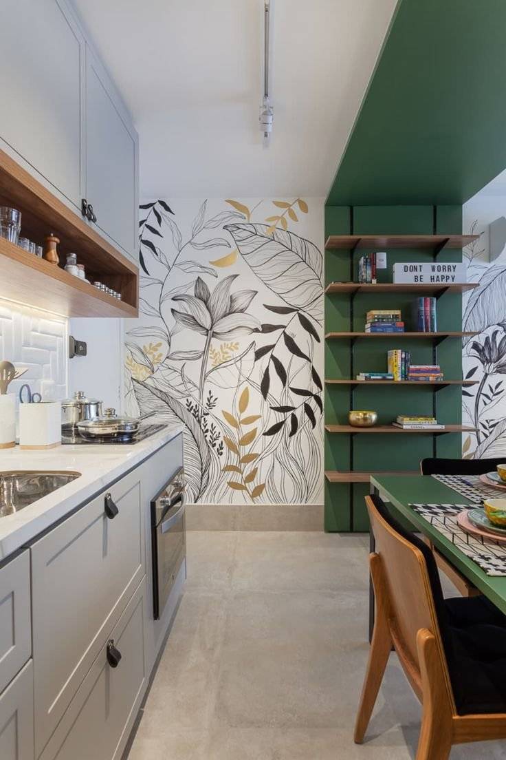 Роспись стен в интерьере кухни