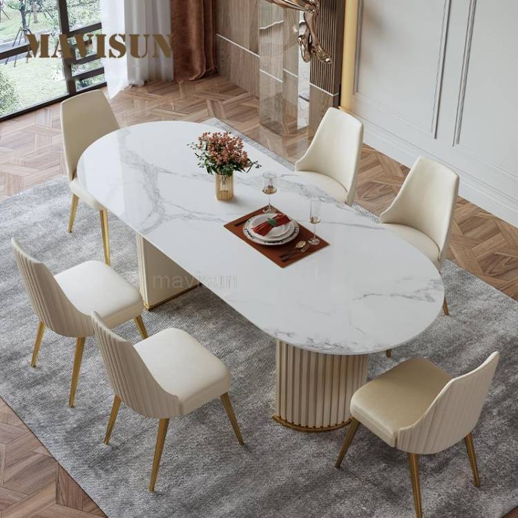 Белый овальный обеденный стол для кухни, глянцевый стол для р
