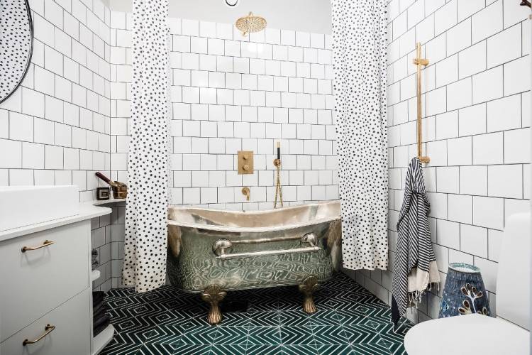 Современный дизайн ванной комнаты, стиль лофт и классический стиль