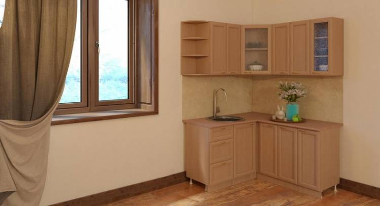 Напольный и навесной угловой кухонный шкаф
