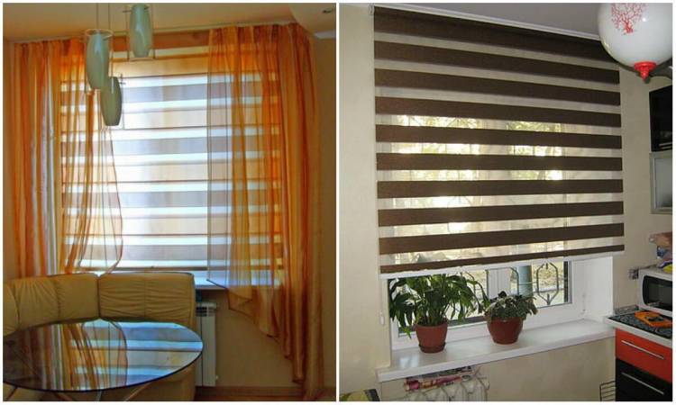Прозрачные рулонные шторы и тюль в интерьере квартиры или дома на пластиковых окнах, сочетани