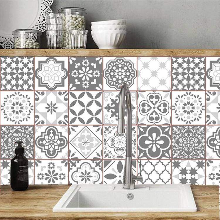 Серая винтажная Европейская стильная диагональная плитка, наклейки на стену для ванной и кухни, художественная настенная плитка, виниловые наклейки на стену