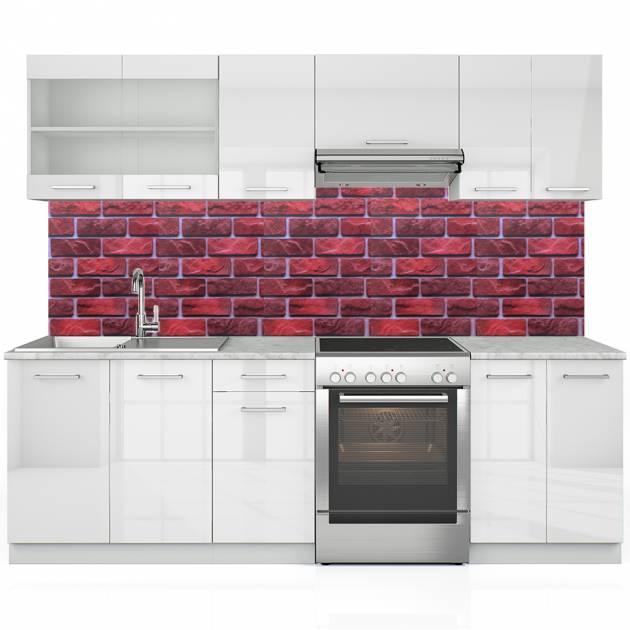 Пластиковый кухонный фартук для кухни Красный кирпич виниловая ПВХ плит