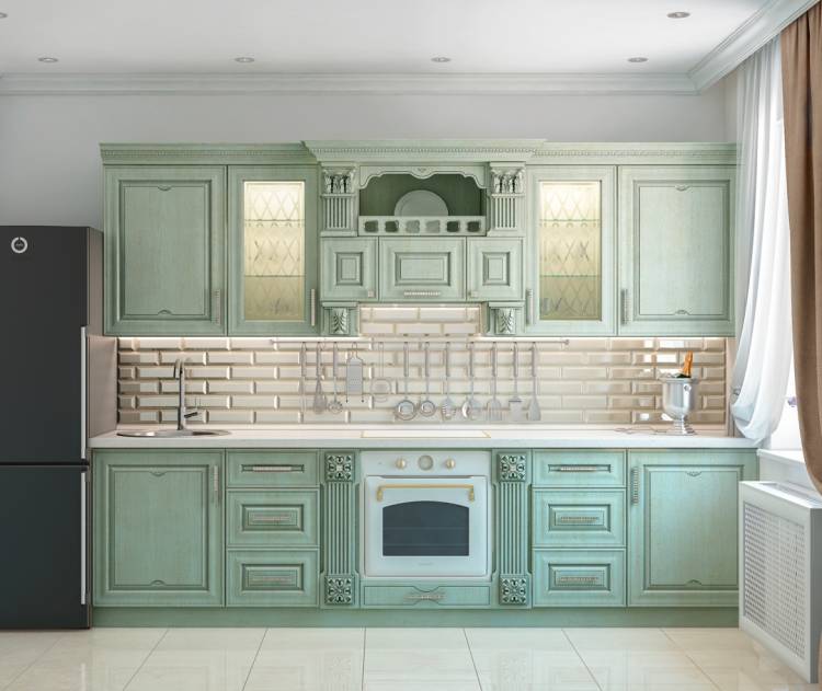 Кухня Катрин в итальянском стиле цвет фисташковый