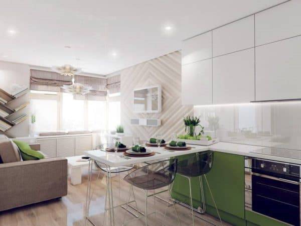 Дизайн кухни гостиной с балконом: 109 фото дизайна