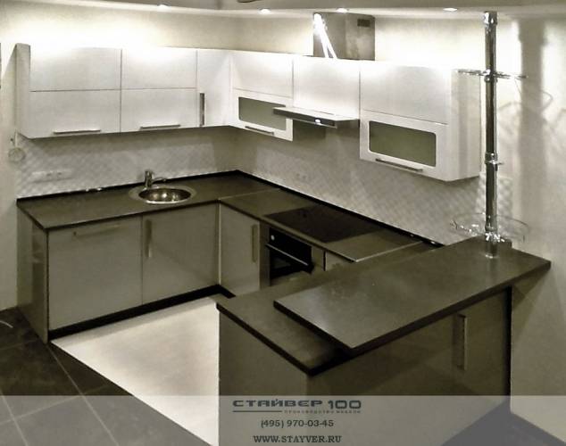 Кухня металик, цвет серый и белый