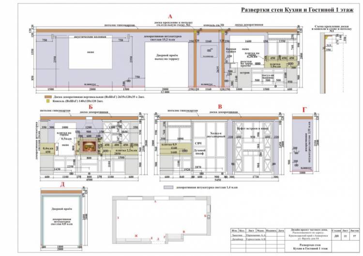 Развертки стен Кухни Гостиной