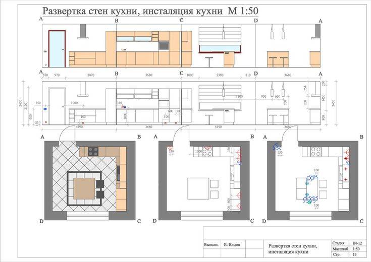 Развертка стен кухни