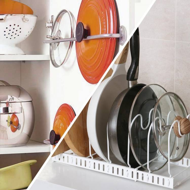 Дизайн лайфхаков для хранения крышек на кухне (от кастрюль и сковородок)